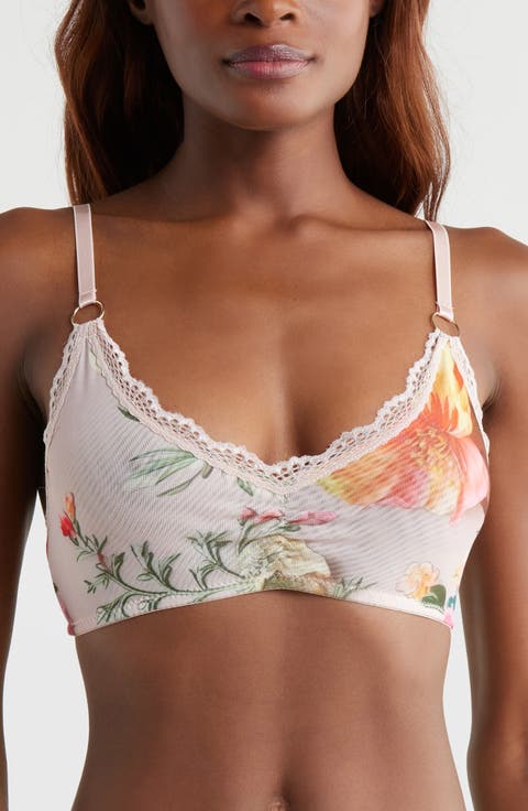 Lace Trim Stretch Mesh Bralette
