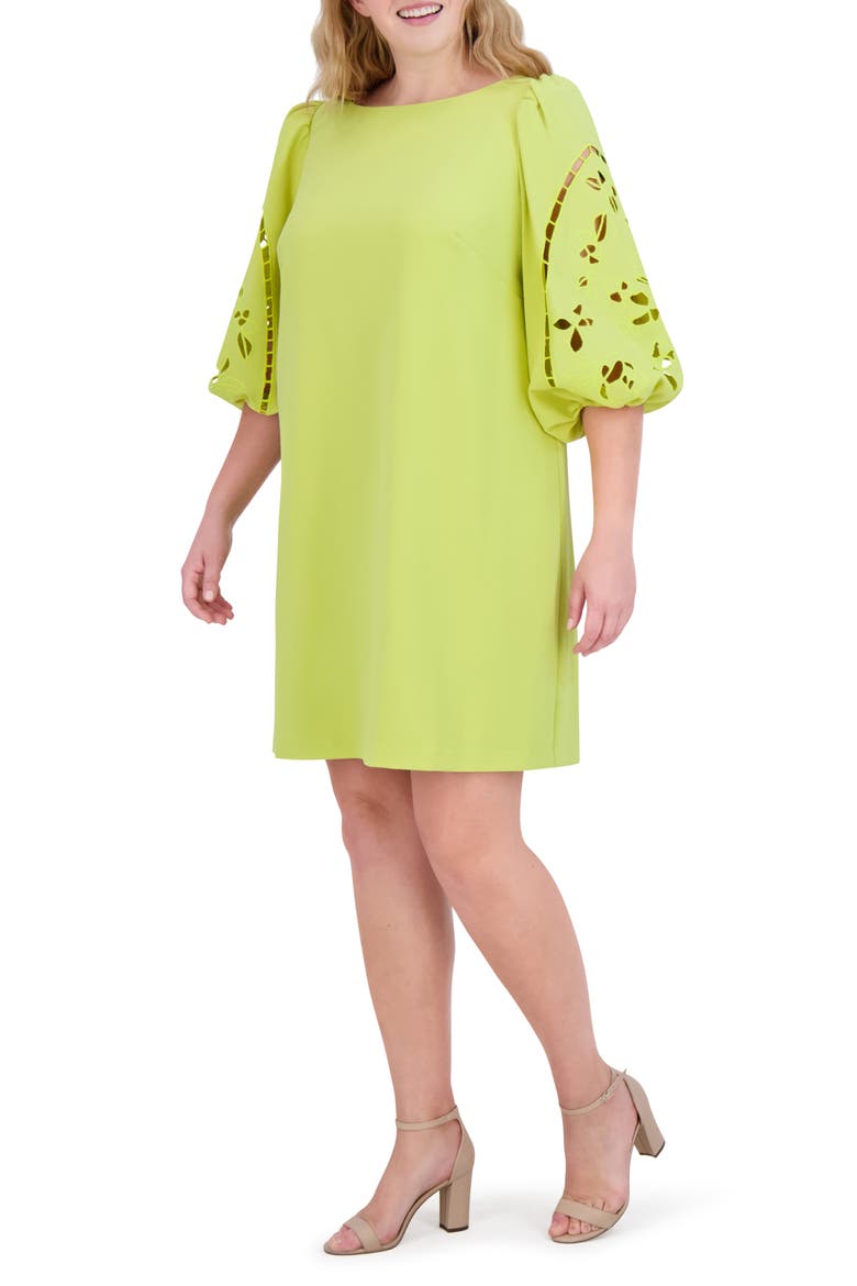 Signature Eyelet Embroidered Shift Dress, Alternate, color, PEAR