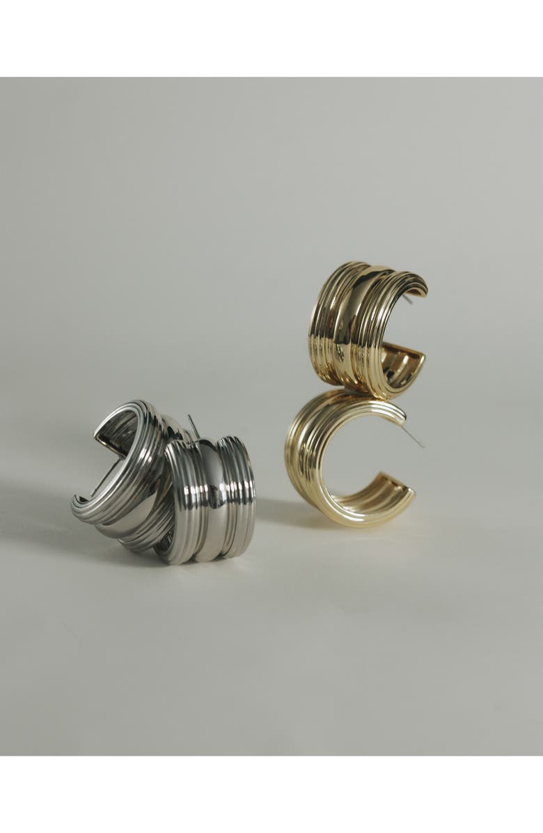 Luv AJ The Canyon Hoop Earrings, Alternate, color, Silver