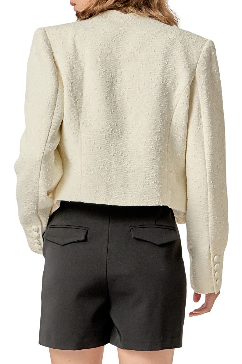 Scallop Trim Textured Woven Jacket, Alternate, color, WHITE