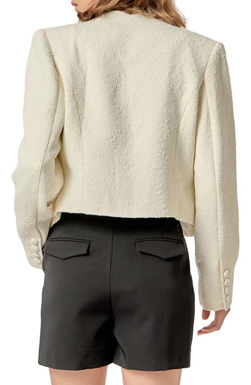 English Factory Scallop Trim Textured Woven Jacket In Green