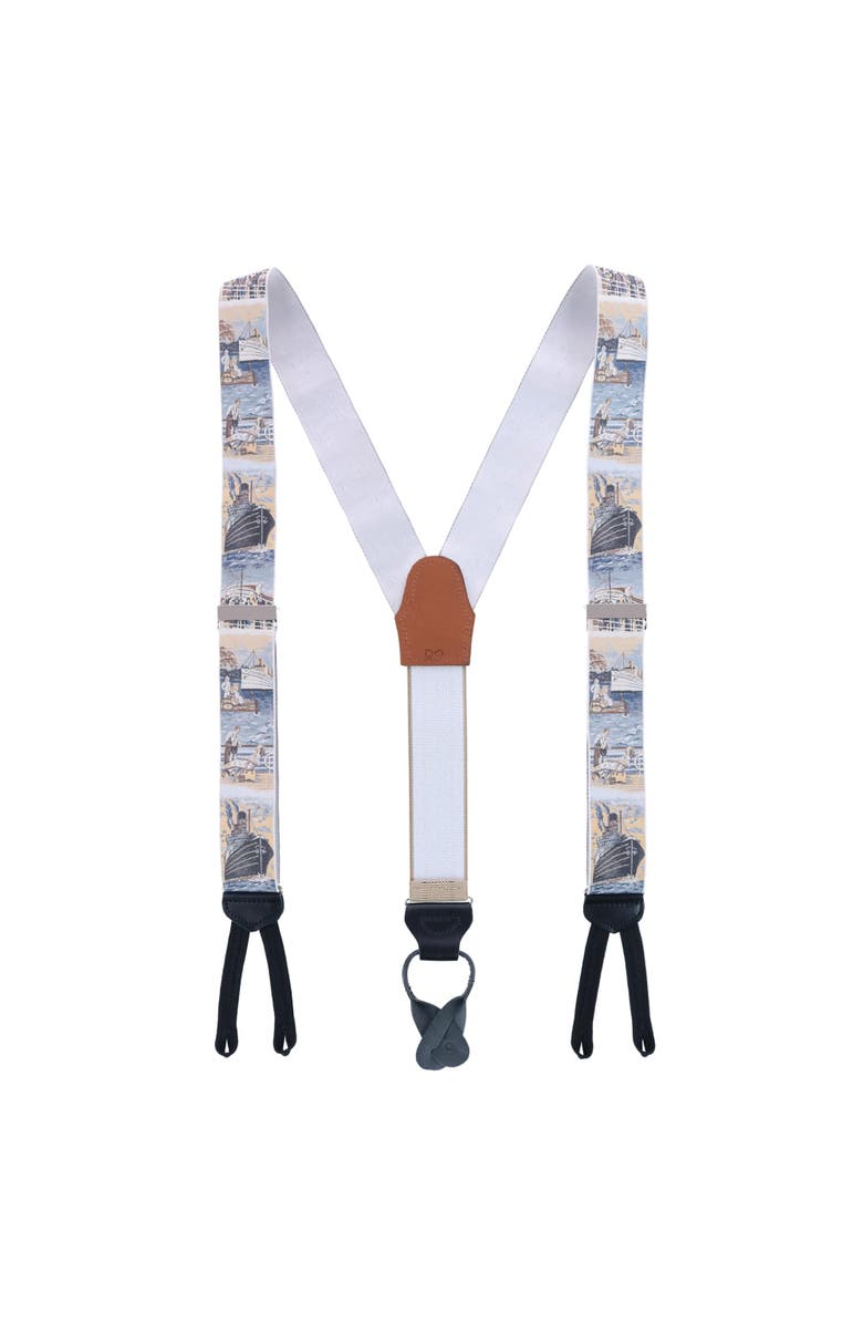 Trafalgar Retro Pattern Bon Voyage Limited Run Silk Suspenders, Alternate, color, 