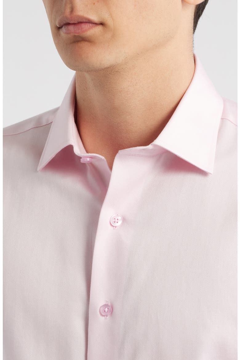 Trim Fit Pink Cotton Herringbone Dress Shirt, Alternate, color, PINK