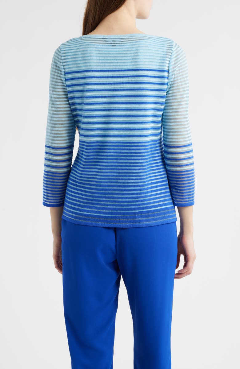 Ming Wang Stripe Sheer Knit Tunic, Alternate, color, Sapphire Sea/ Dawn