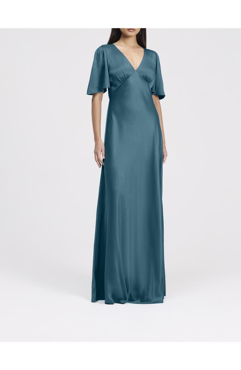 Ghost London Arabella Angel Sleeve Satin Maxi Dress, Alternate, color, Emerald