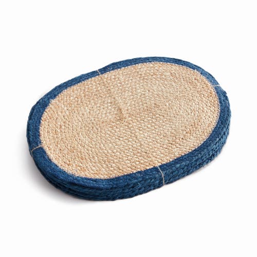 Napa Home & Garden Jute Coil Oval Placemats, Set Of 8 In Blue
