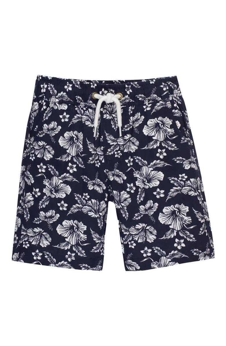 Hope & Henry Baby Boys' Relaxed Linen Short, Infant, Main, color, Navy Hibiscus Linen