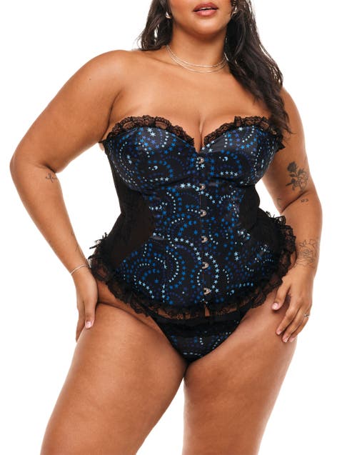 Adore Me Auburn Boned Corset & G-string Set In Novelty Black 2