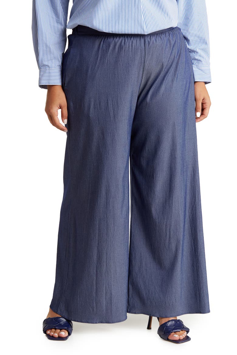 Pleated Straight Leg Pants, Main, color, INDIGO