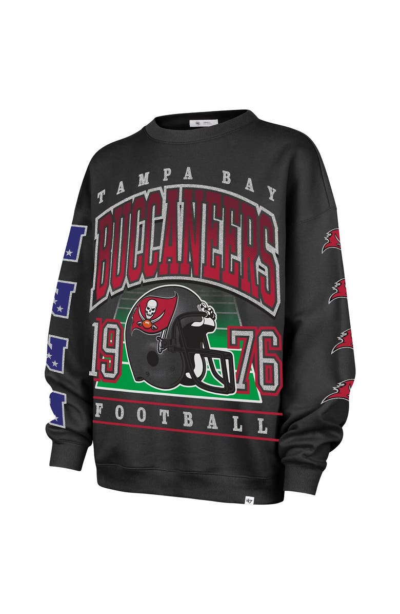 '47 Women's '47 Charcoal Tampa Bay Buccaneers Go Big Oversized Pullover Sweatshirt, Alternate, color, Charcoal