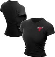 New Era Women's New Era  Black Chicago Bulls Leisure Collection Baby Doll Cropped T-Shirt