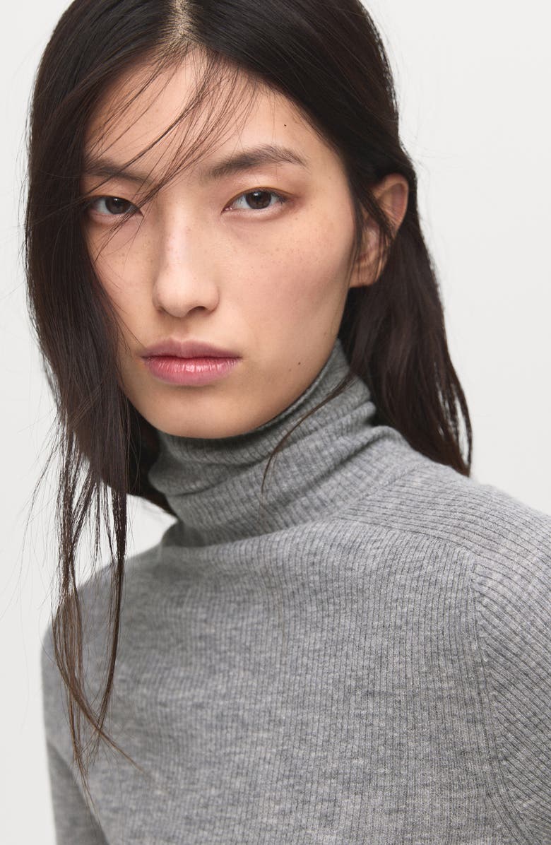 MANGO Turtleneck Wool Sweater, Alternate, color, Light Heather Grey