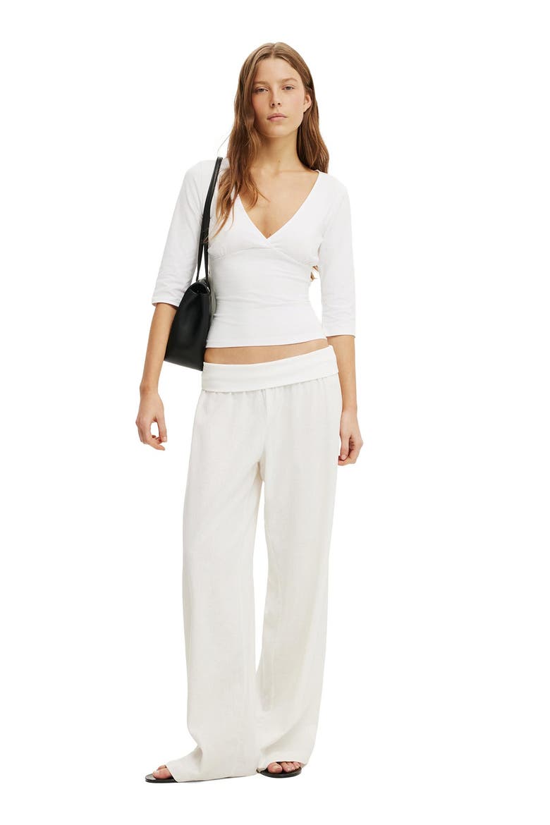 Women's Maple V Neck 3/4 Sleeve, Alternate, color, White