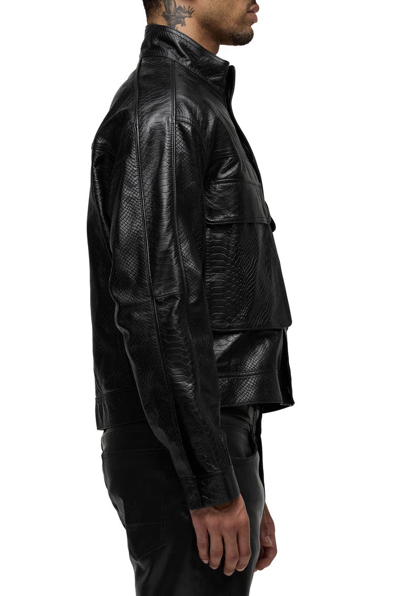 Python Embossed Leather Jacket, Alternate, color, BLACK PYTHON