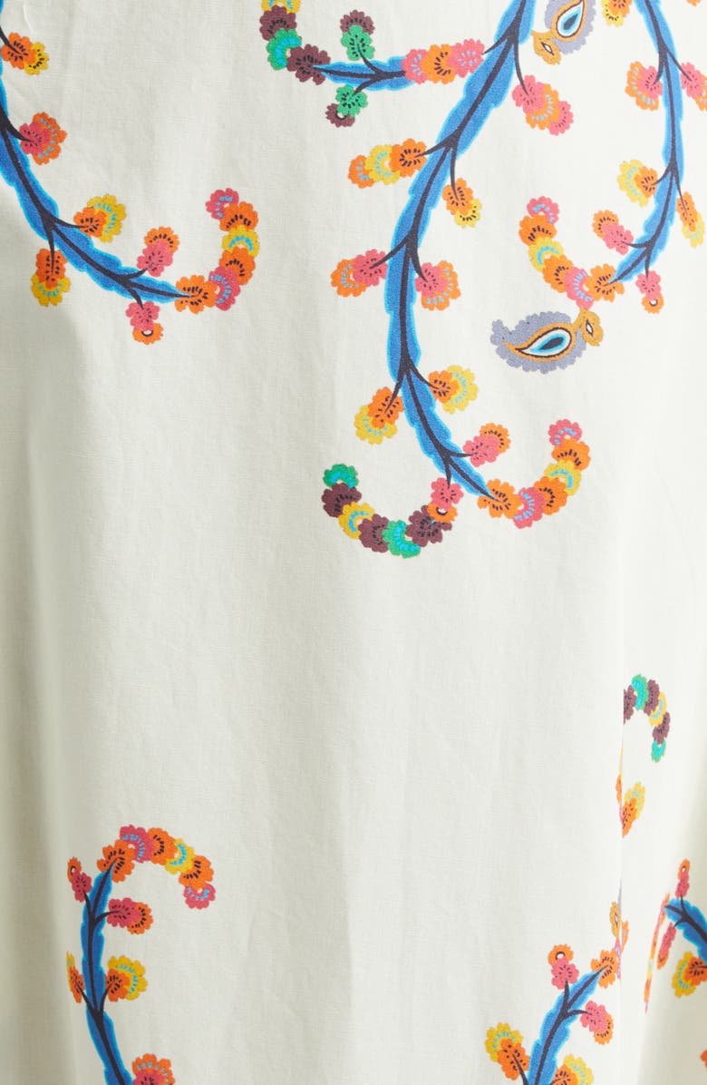 Etro Floral Paisley Belted Cotton Poplin Fit & Flare Dress, Alternate, color, Print On White Base