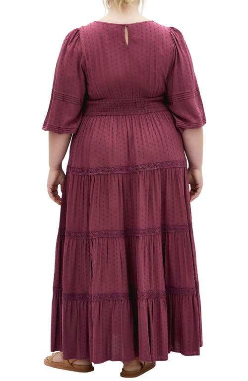 City Chic Brooklynn Tiered Maxi Dress In Burgundy
