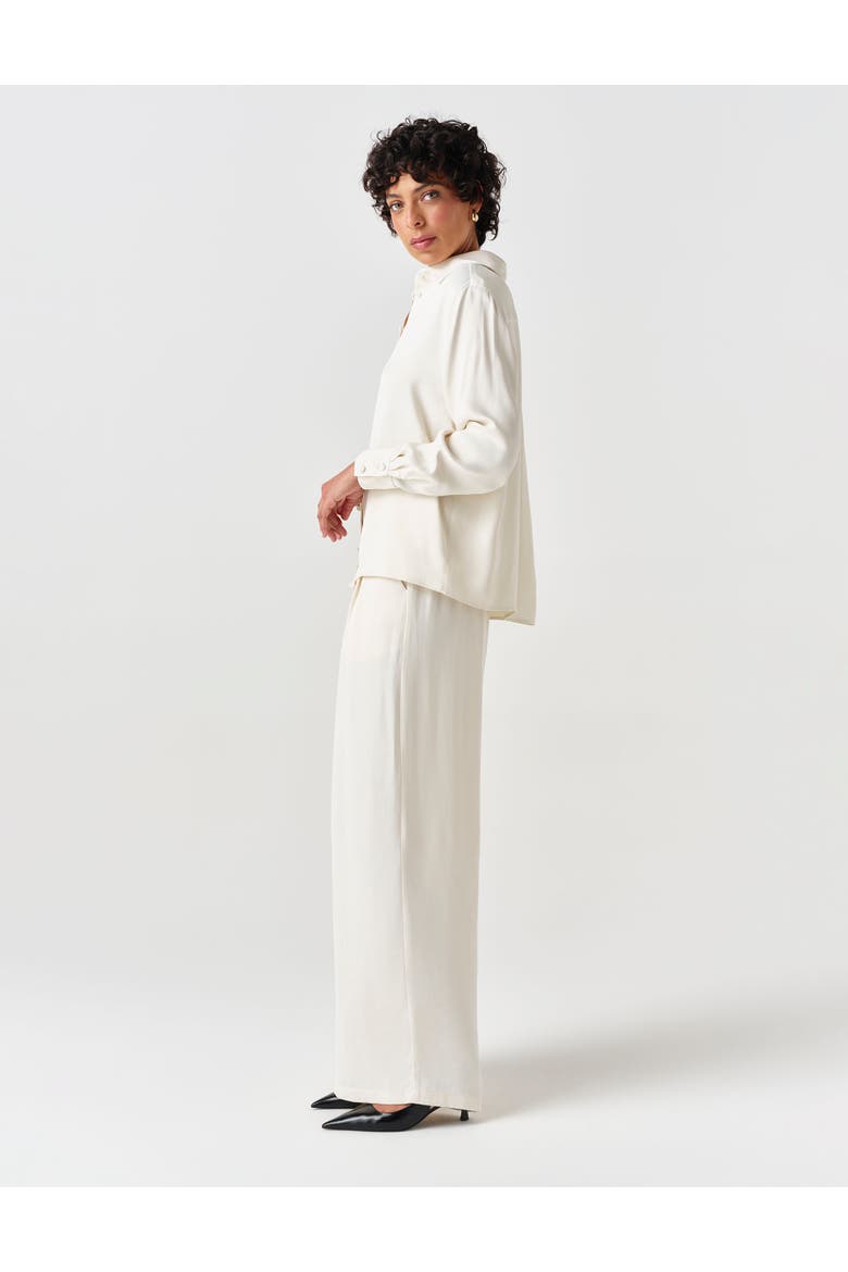 Esther Collared Satin Shirt, Alternate, color, Ivory