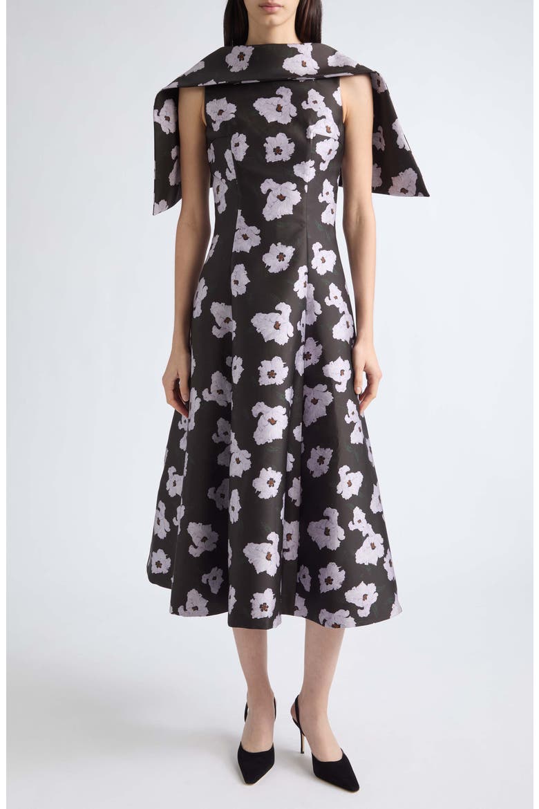 Cyralisse Cape Sleeve Dress, Main, color, BREEZY POPPY-CHOC/LILAC