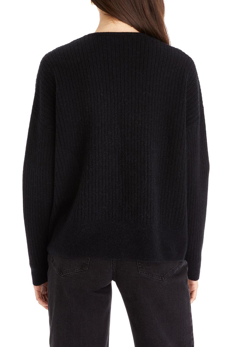 Cameron Ribbed Crop Cardigan, Alternate, color, TRUE BLACK