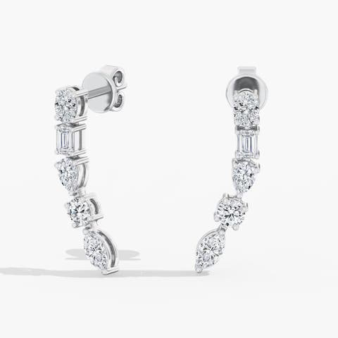 Multi-Shape Lab Diamond Ear Climbers in 14K Gold