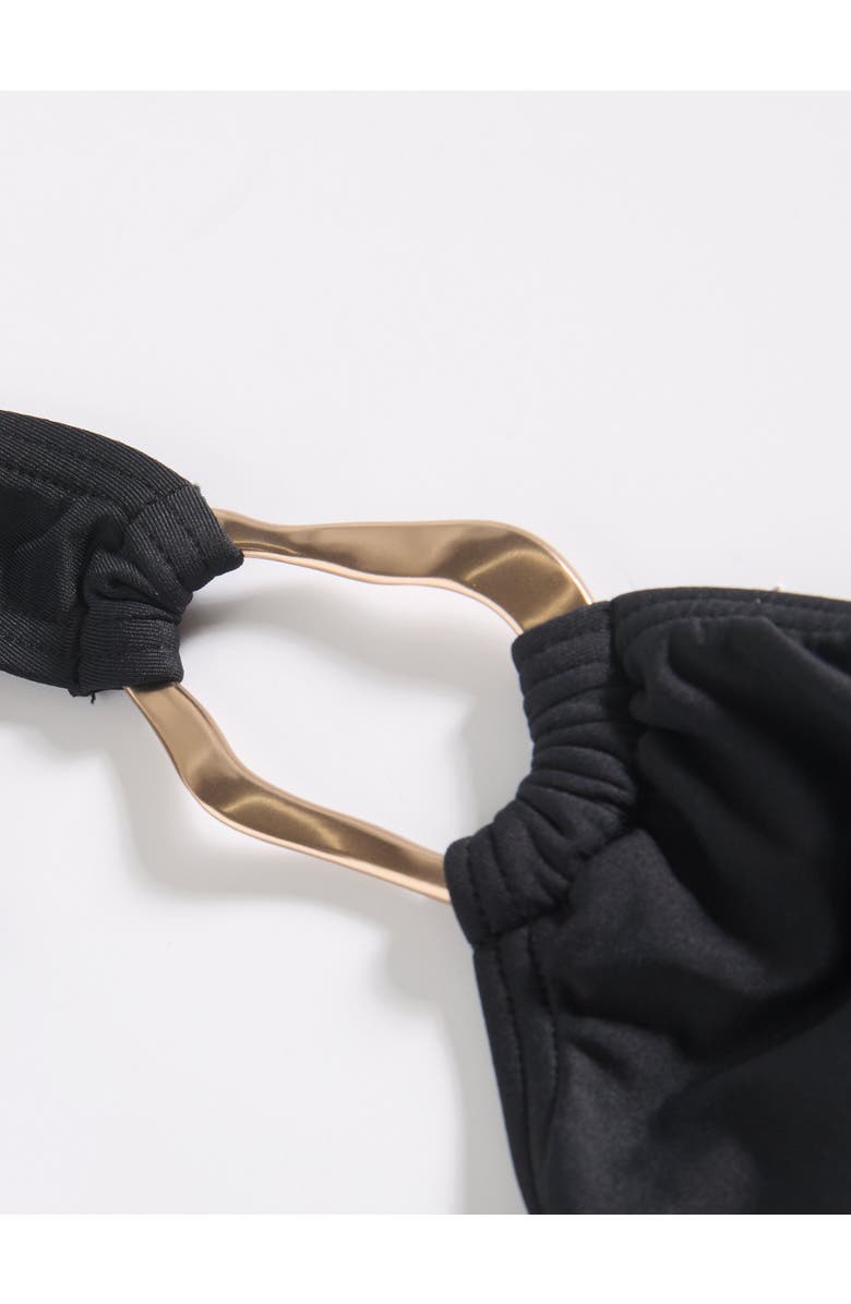 Carmen Marc Valvo Ring One Shoulder Crop Top, Alternate, color, Black