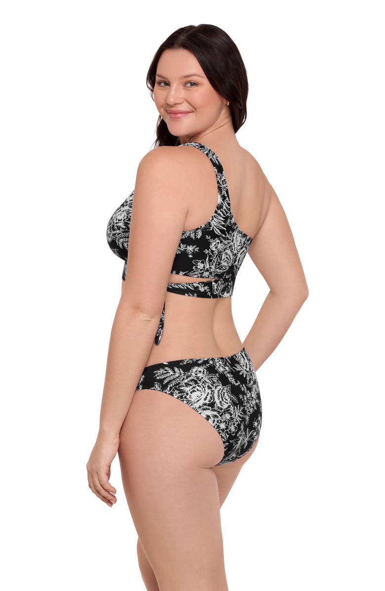 Aqua Green Tie Side One Shoulder Bikini Set, Alternate, color, Island Toile