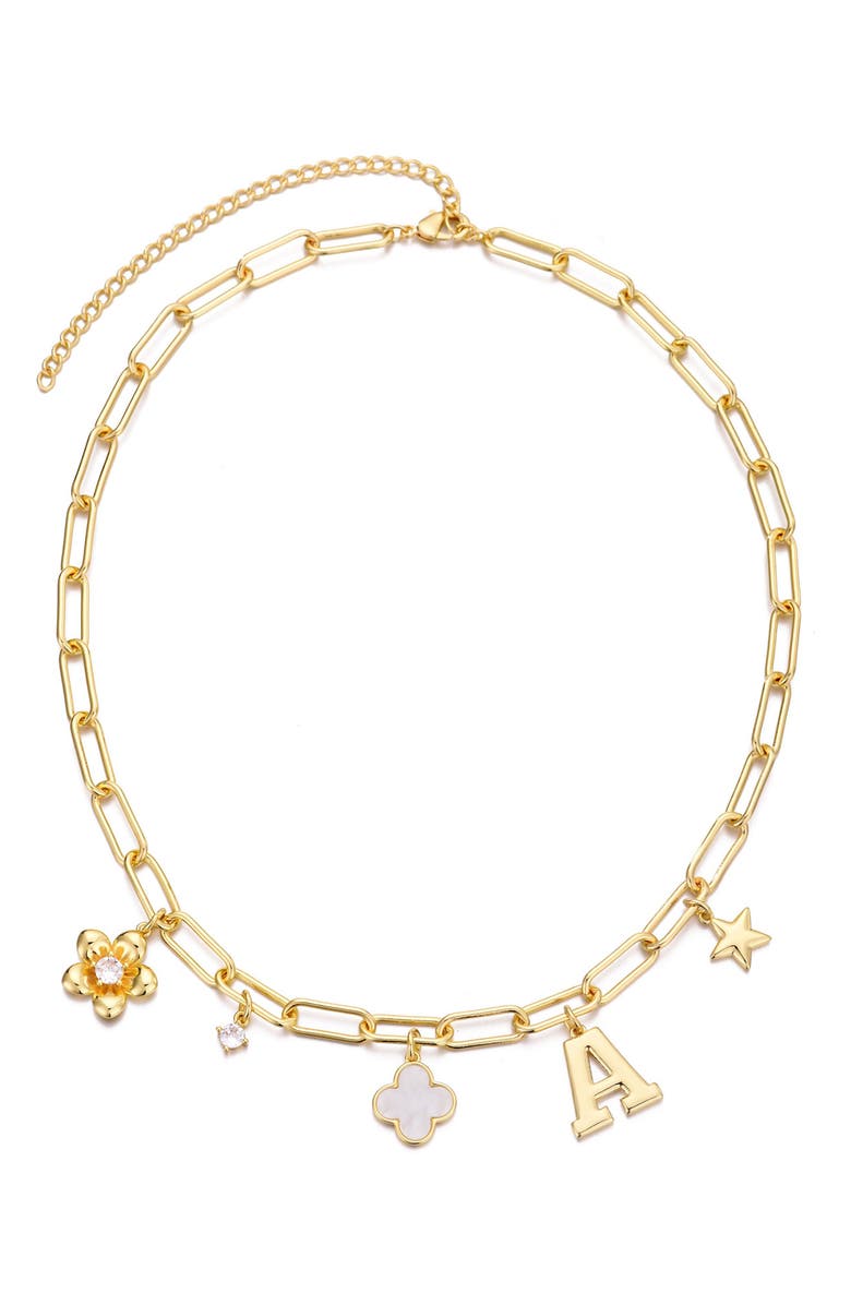Adornia Initial Charm Pendant Necklace, Main, color, Gold-A