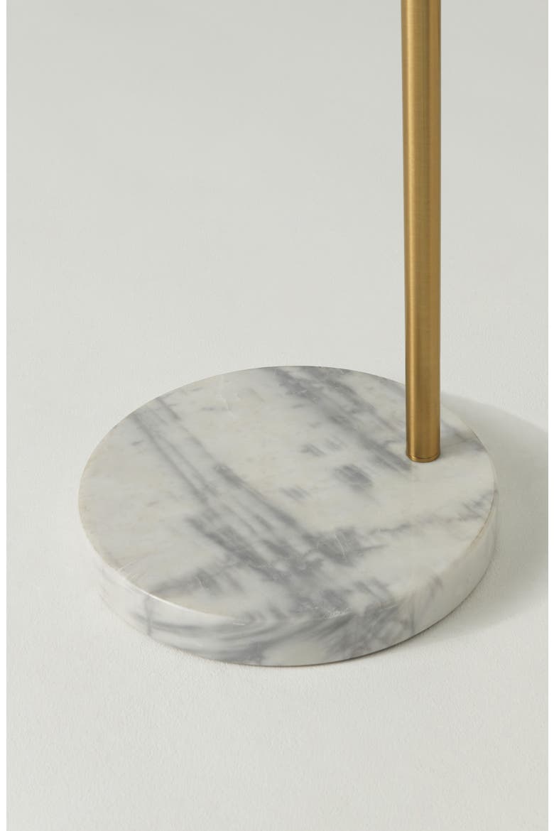 Olivia 75" Adjustable LED Floor Lamp with Metal Bowl Shade and Marble Base, Bulb Included, Alternate, color, BRASS