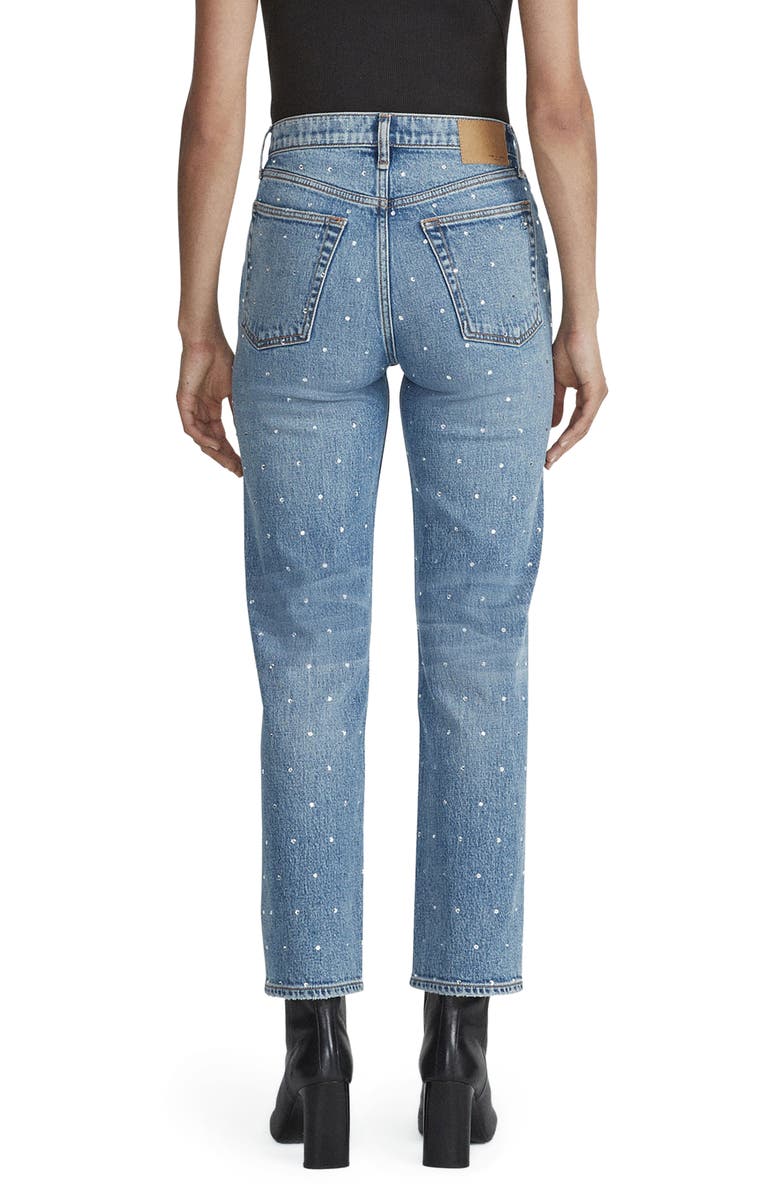 rag & bone Harlow Rhinestone Straight Leg Jeans, Alternate, color, Evjewel