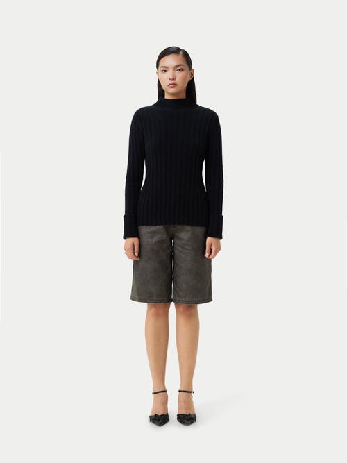 Gobi Mongolian Cashmere Cashmere Turn-up Cuffs Sweater In Black