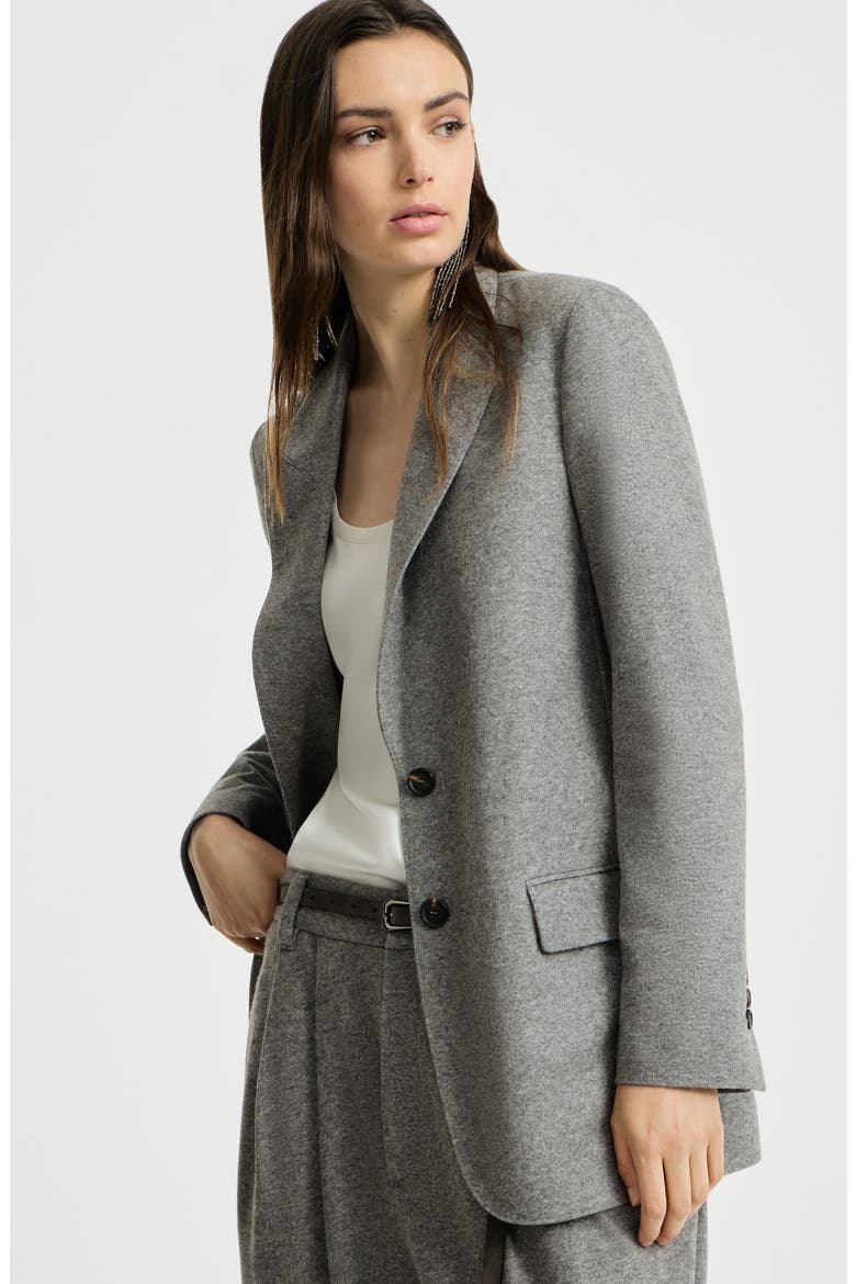 Cashmere jersey deconstructed blazer with monili, Alternate, color, Grey