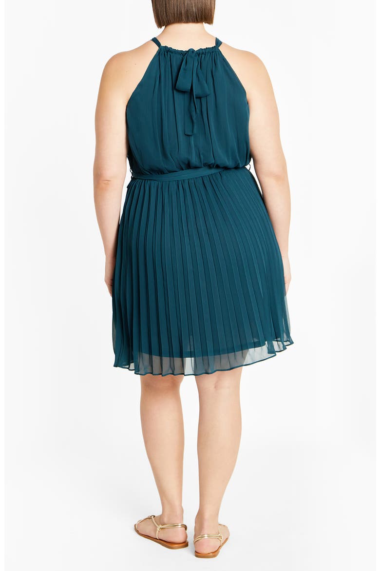 Luna Pleated Dress, Alternate, color, TEAL