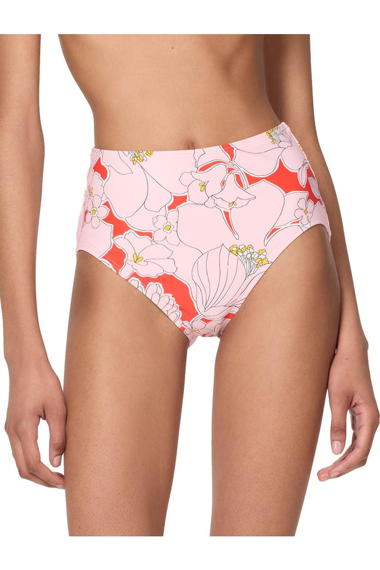 Coastal Garden High Waist Swim Bottom, Main, color, Goji Berry