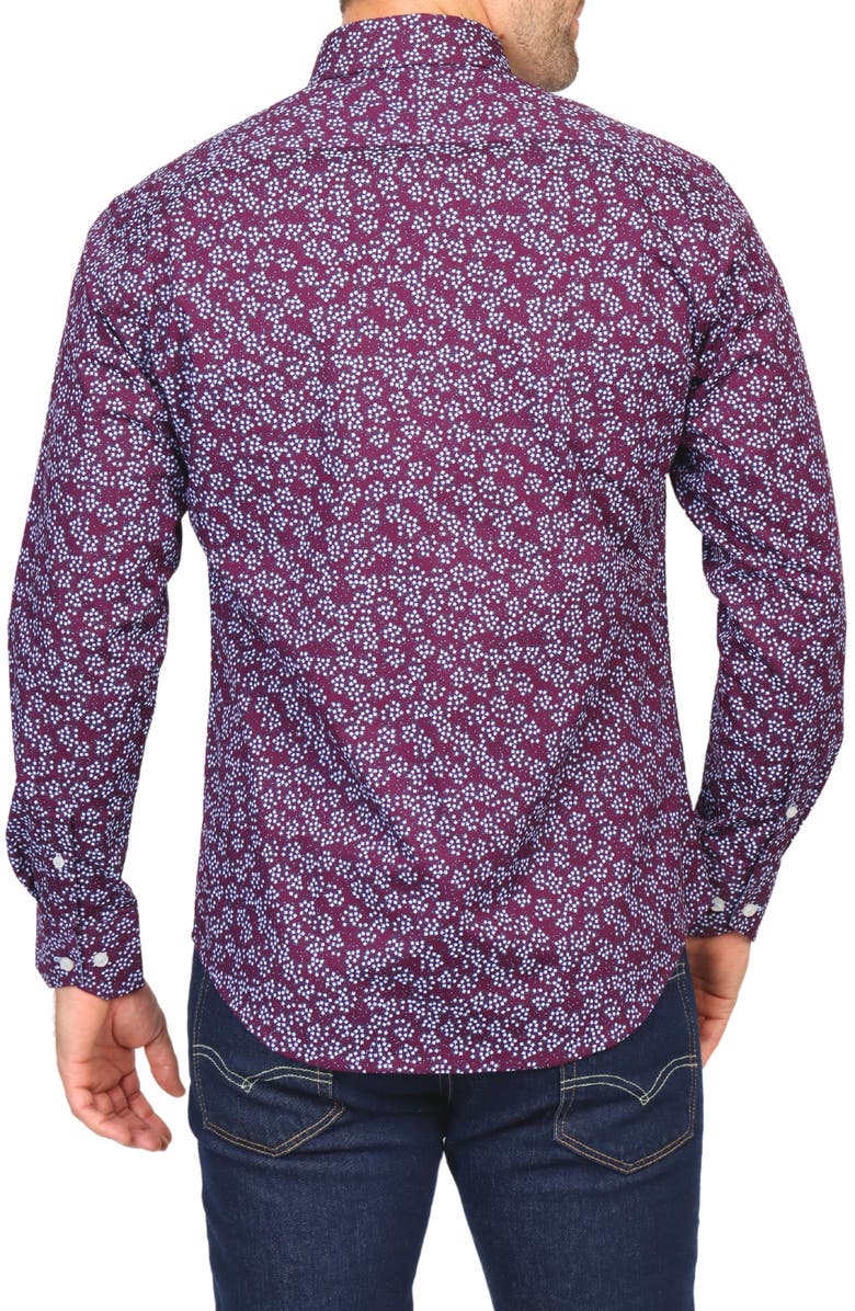 TailorByrd Ditsy Floral Print Stretch Button-Down Shirt, Alternate, color, 