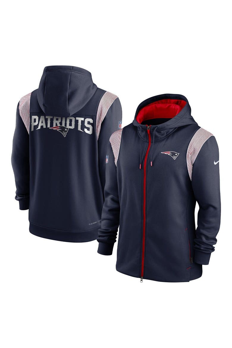 Men's Nike Navy New England Patriots Performance Sideline Lockup Full-Zip Hoodie, Main, color, Navy