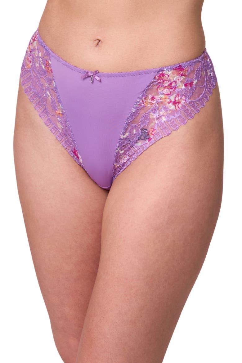 Lace & Microfiber Thong, Main, color, TULIP/ TULIP FIELD