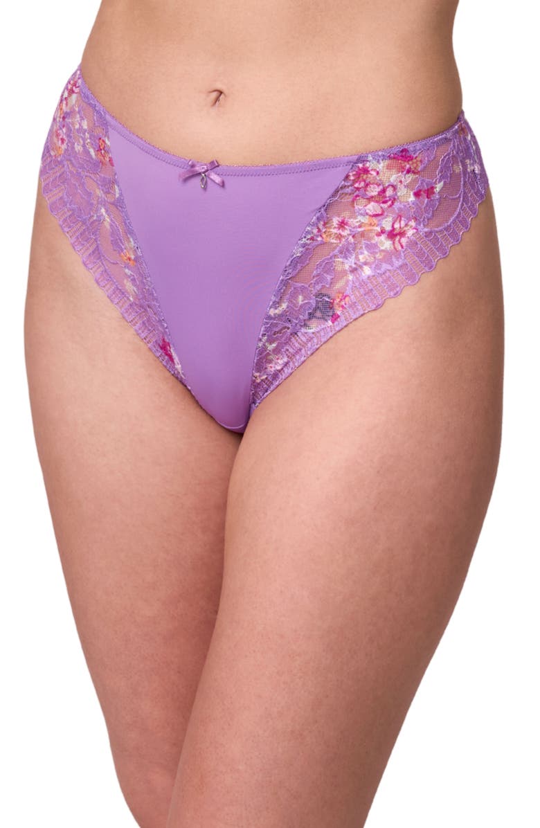 Montelle Intimates Lace & Microfiber Thong, Main, color, 