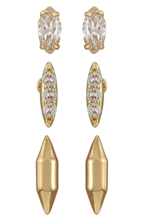 Vince Camuto Set Of 3 Assorted Stud Earrings In Gold
