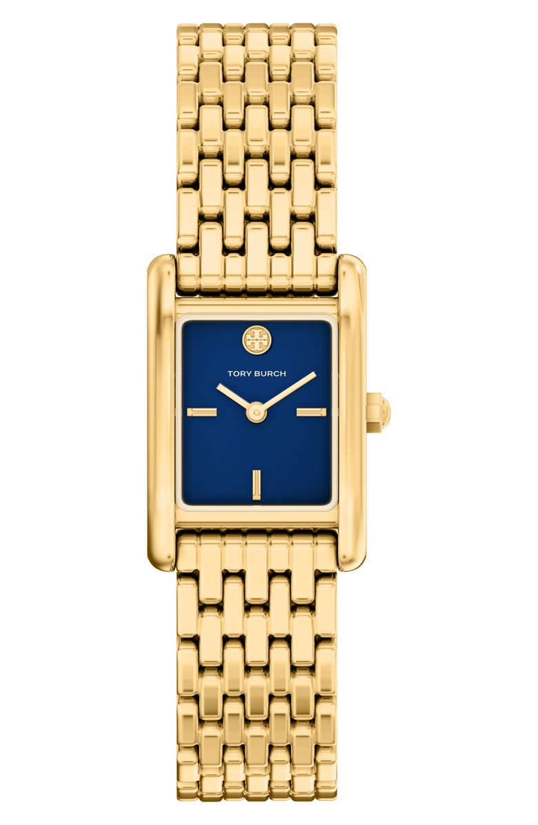 Tory Burch The Small Eleanor Tank Bracelet Watch, 19mm x 22mm, Main, color, Gold/ Navy
