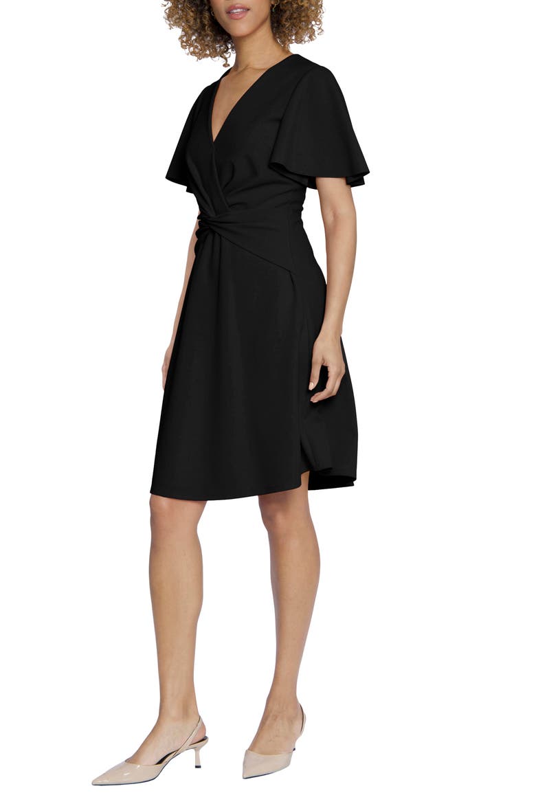 Flutter Sleeve Dress, Alternate, color, BLACK