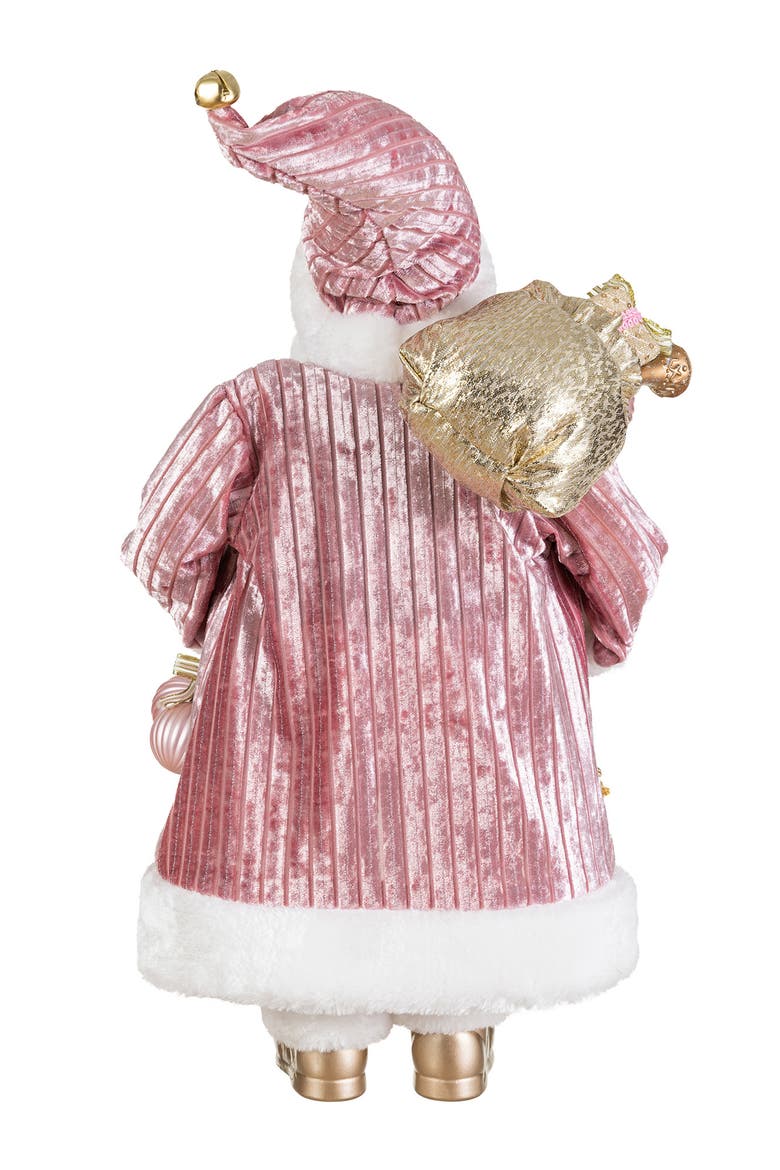 18"H Faux Fur Christmas Deluxe Santa Figurine, Alternate, color, Pink
