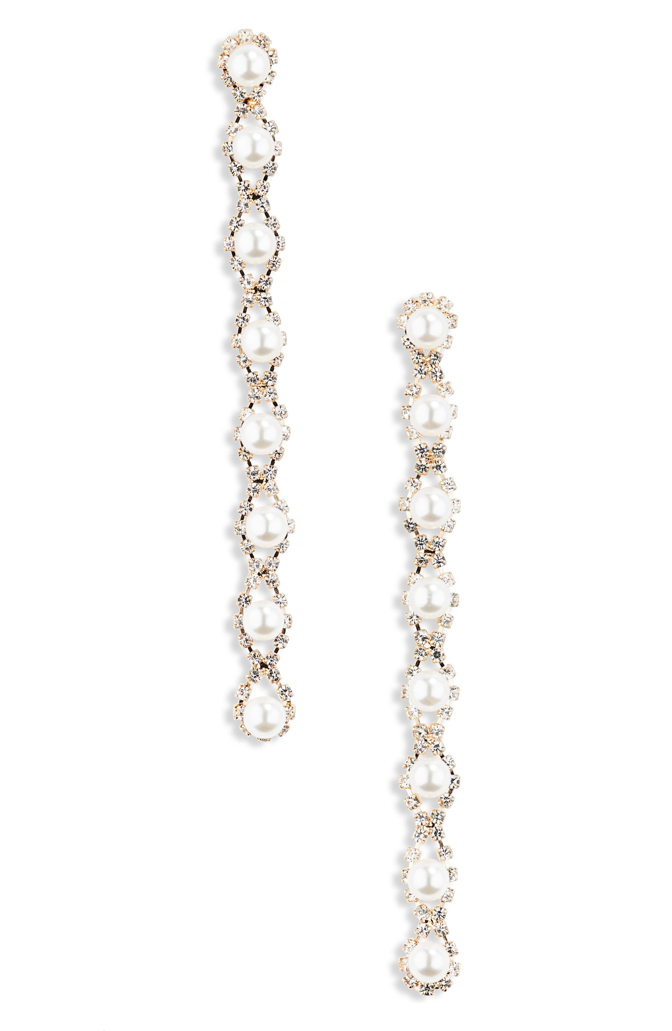 NORDSTROM RACK Crystal Frame Imitation Pearl Drop Earrings | Nordstromrack