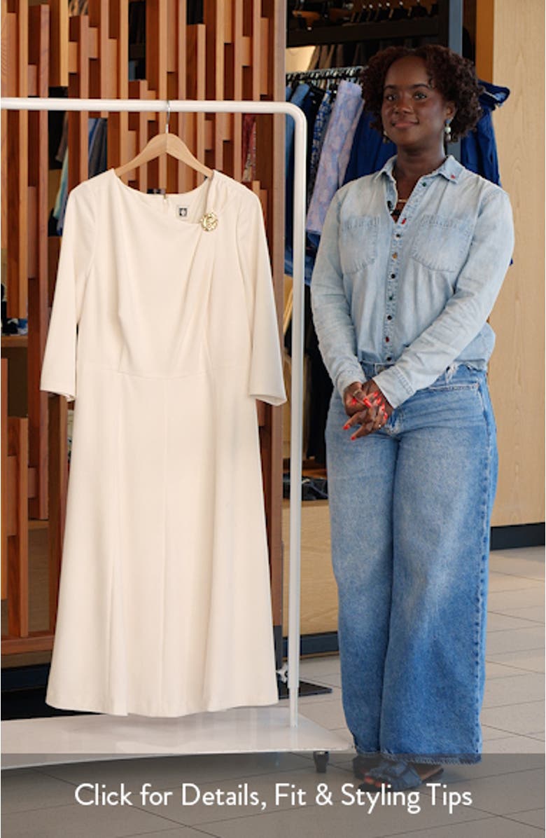 Shoulder Pin Asymmetric Long Sleeve Midi Dress, sales video thumbnail