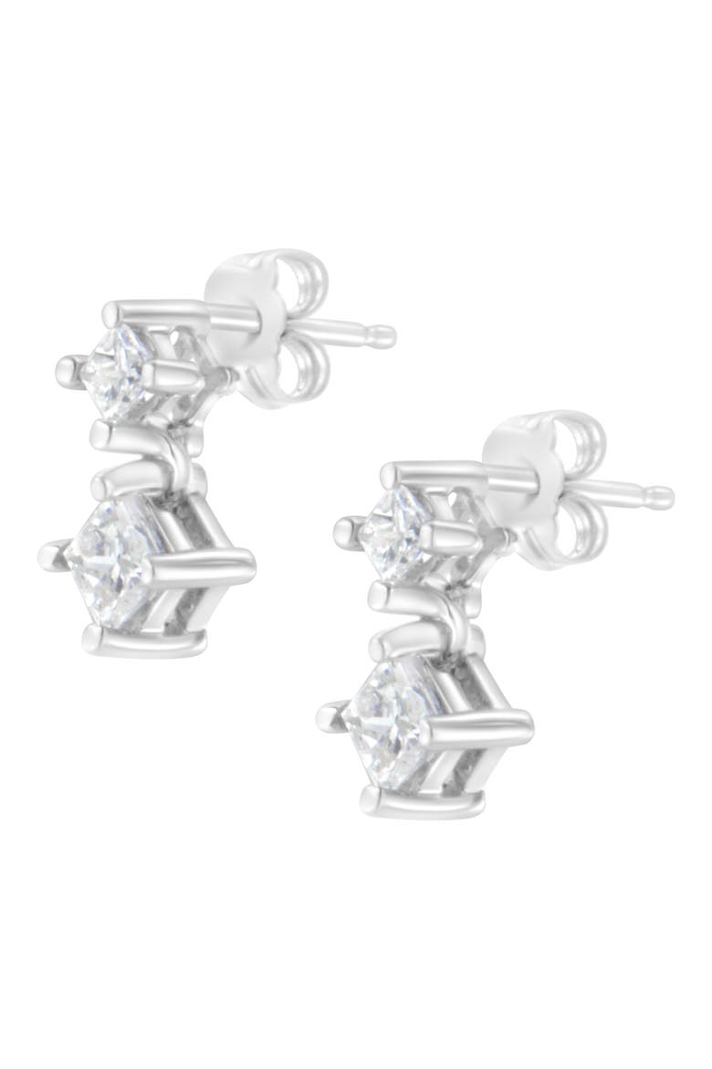 14K White Gold 3/4 cttw Double Diamond Stud Earrings, Alternate, color, White