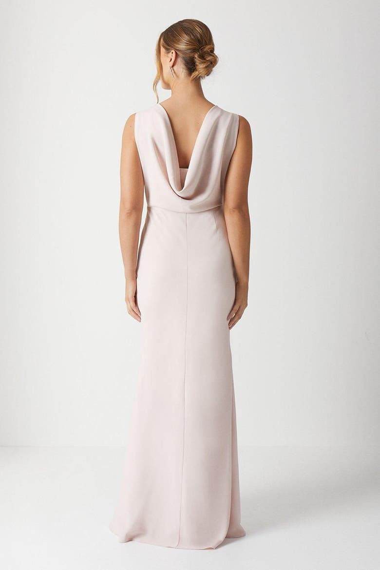 Cowl Back Maxi Bridesmaid Dress, Alternate, color, Blush