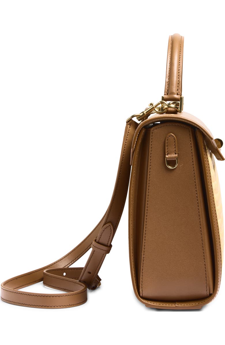 Anya Hindmarch Mortimer Leather & Raffia Top Handle Bag, Alternate, color, Pecan