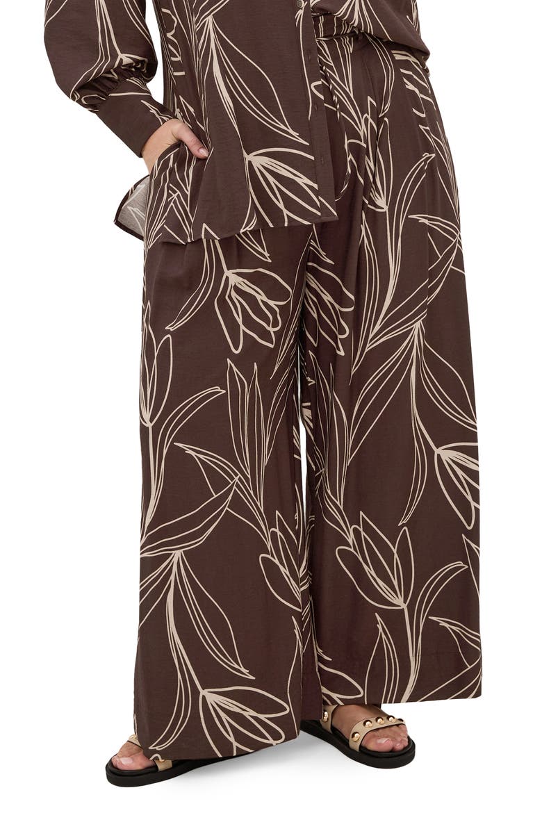 Athena Mixed Print Wide Leg Pants, Main, color, CHOC/ BLOOM