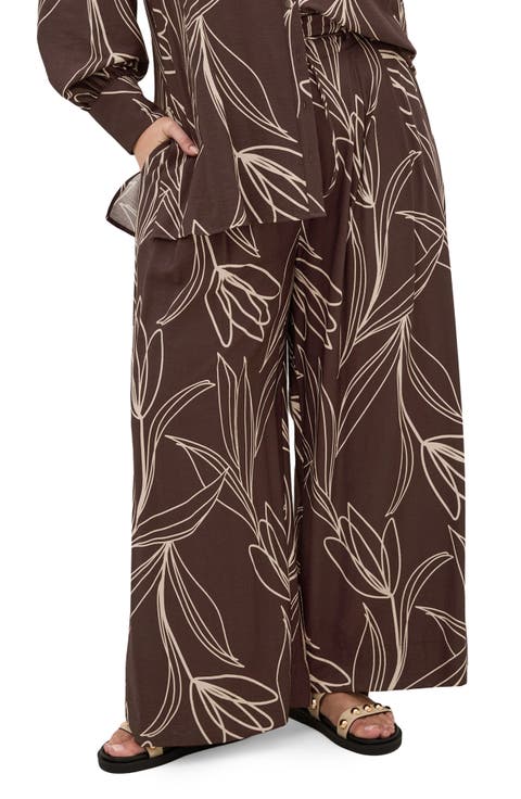 Athena Mixed Print Wide Leg Pants