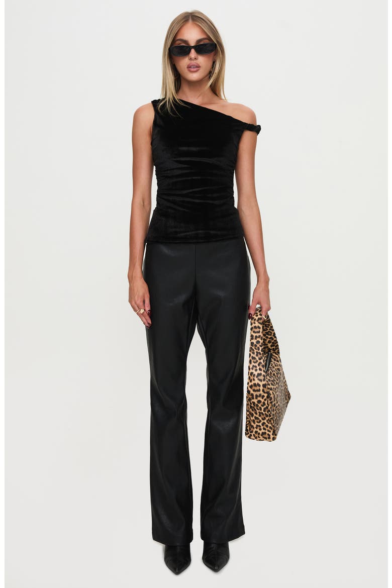 Cologne Faux Leather Bootleg Pants, Alternate, color, BLACK
