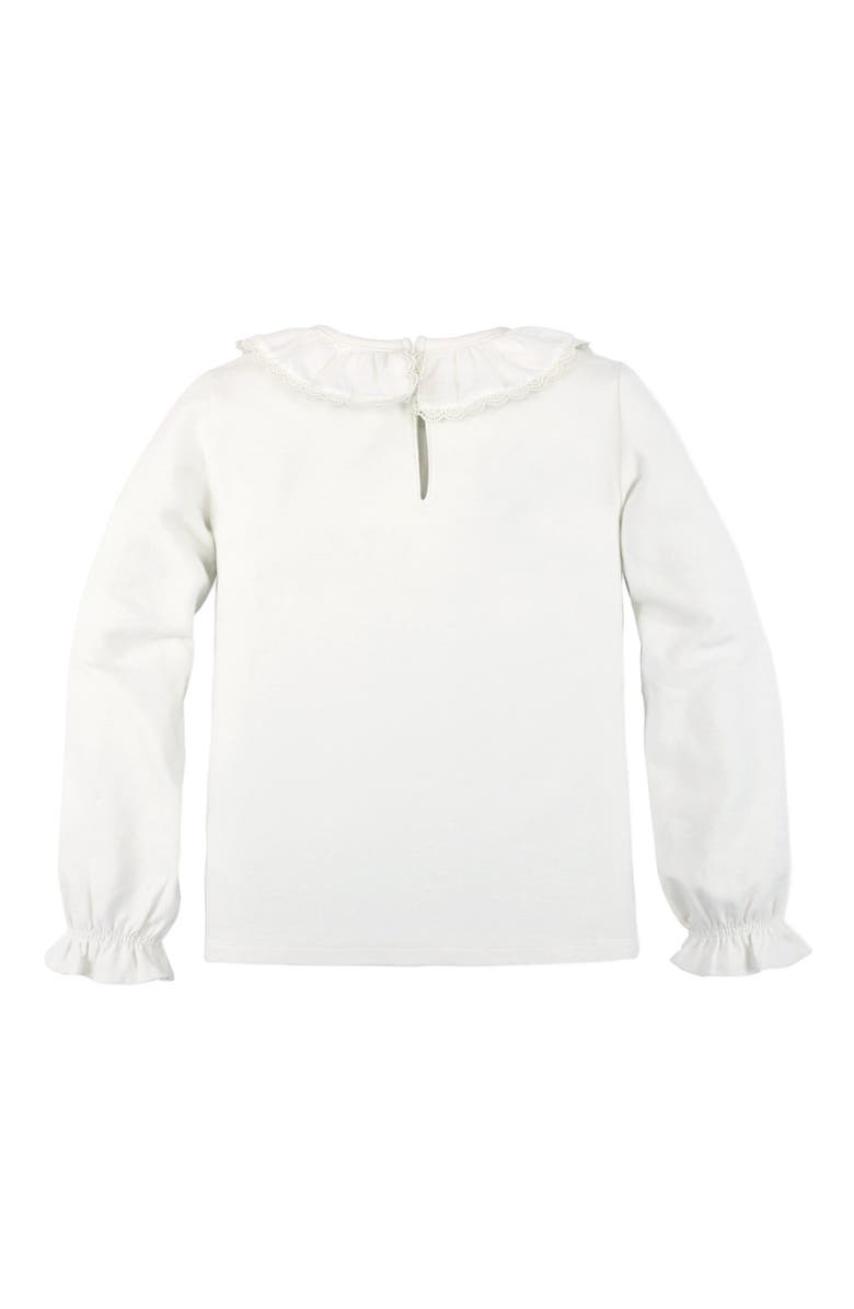 Hope & Henry Girls' Ruffle Neck Knit Top, Kids, Alternate, color, 
